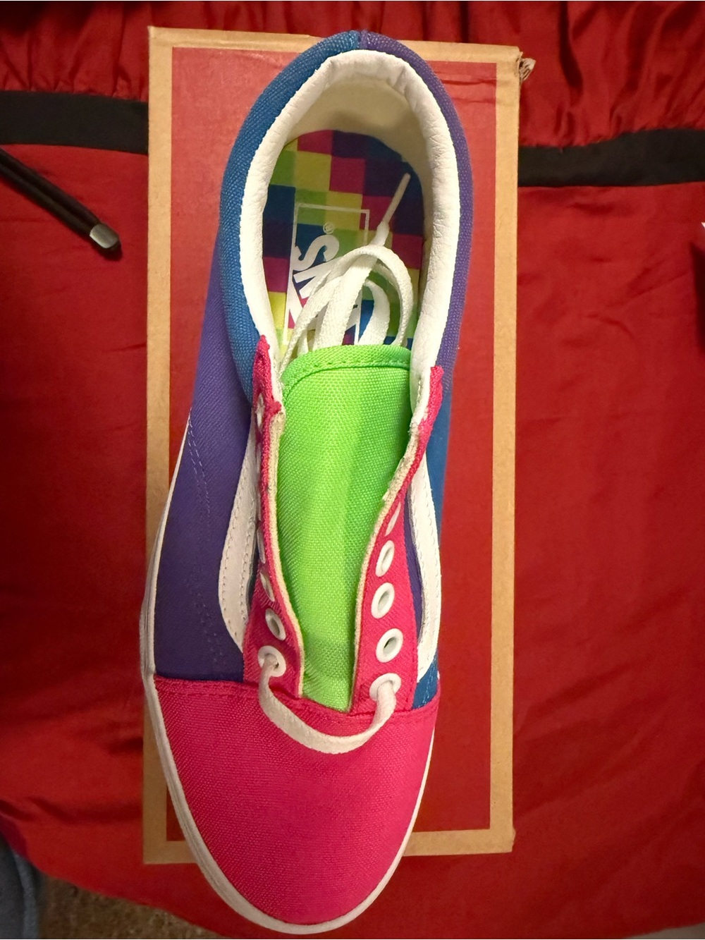 Vans Bright Multi-Color Canvas Low Top Sneaker - Pink/Green/Purple/Blue